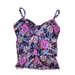 Trimshaper Tankini Swim Top 18 Womens Plus Size Padded Pullover Beach Vacation